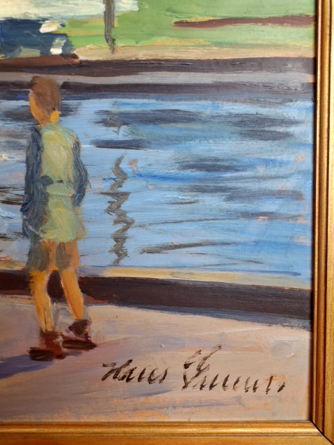 Maleri: Dreng ved kanal